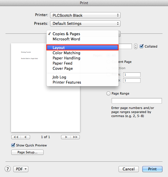 microsoft word for mac printing double sided